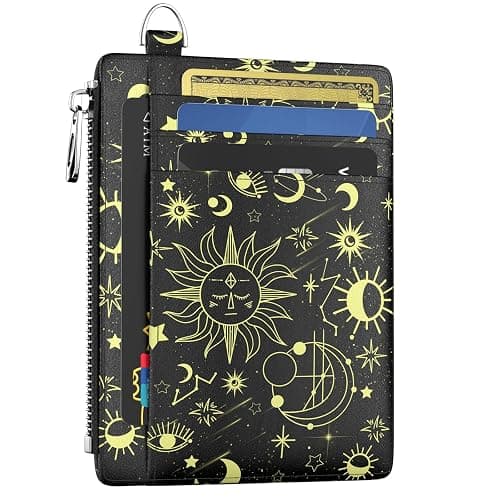 Hancynir Sun Moon Slim Wallet Women Credit Card Holder Cute RFID Blocking Small Card Wallets Mini Front Pocket PU Leather Thin Travel Zipper Coin Cash Ladies Female Wallet Organizer Gifts - Image 1