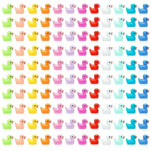 GOTFUN Mini Resin Ducks Figures, 120 Pcs Cute Tiny Little Ducks Ornaments Miniatures Toy Baby Bath for Fairy Garden Aquarium Dollhouse Landscape Decorations Mini Stuff Figures Home Decor (12 Colors) - Image 1