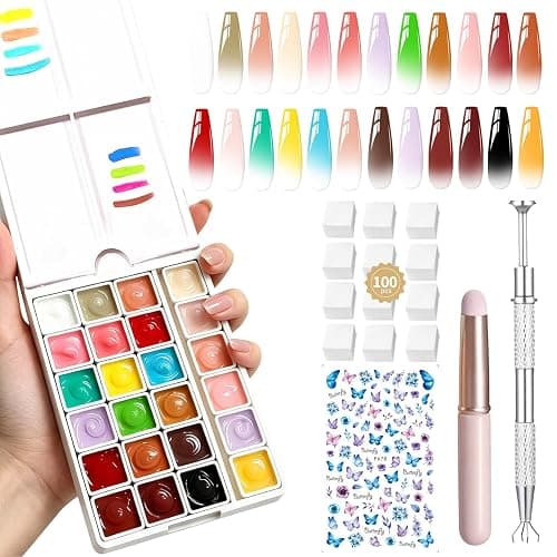 AOBOO 24 Well Mini Ombre Gel Nail Polish Kit - 24 Color Travel Size Soak Off UV LED Gel Polish Set with High Pigment for Gradient & Sponge Effect - Portable DIY Manicure Art Tool - Image 1