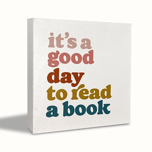 KEUSPI Library Wooden Sign,It's a Good Day to Read a Book,Home Library Signs,Reading Room Corner Decor for Classroom,Book Shelf Decorative,Bookish Decorative,Reading Sign 5x5 inch - Image 1