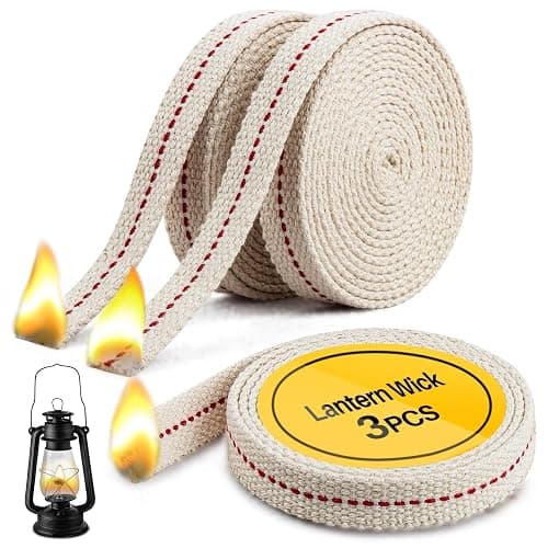 Sukh Oil Lamp Wicks - Lantern Wicks 3 Rolls 1/2 Inch Flat Cotton Wicks with Genuine Red Stitch Replacement Oil Lamp Wick for Paraffin Oil Kerosene Based Lanterns - Image 1