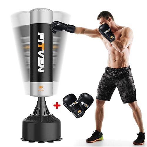FITVEN Freestanding Punching Bag with Boxing Gloves Heavy Boxing Bag with Suction Cup Base for Adult Kids - Men Stand Kickboxing Bag - Image 1