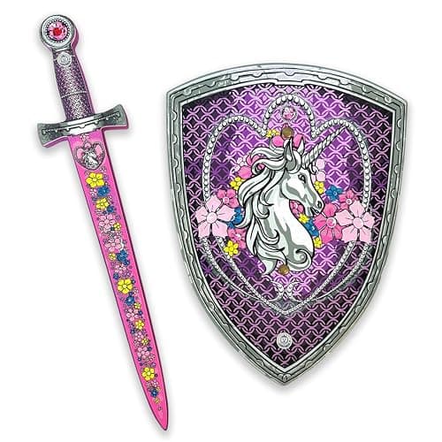 Liontouch - Unicorn Princess Sword & Shield Set for Girls - Age 3-6 Years | Unicorn Toy Design With Flowers & Gemstones | Royal Foam Set in Pink For Dress Up, Princess Costumes, Role Play & Adventures - Image 1