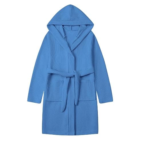 Umeyda Boys Girls Hooded Robe Kids Soft Waffle Cotton Robes Spa Bathrobe Pajamas Sleepwear, 3-12 Years - Image 1