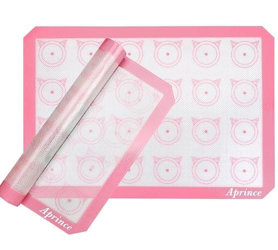 Aprince 2 Pack of Silicone Baking Mats Silicone Pastry Mat,Non-stick Baking Mat Pink 16.5x11.8x0.09 inch Silicone Mat Silicon Baking Mat Set Baking Mats Silicon Mats for Baking mats non stick silicone - Image 1