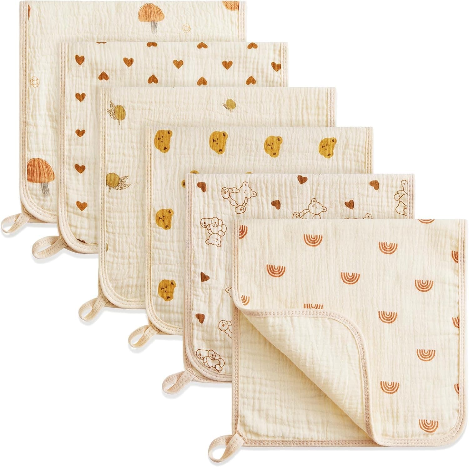 Premium Cotton Muslin Burp Cloths for Baby - Ultra Soft Washcloths, Large 20 x 10 Inch, 6 Thicken Absorbent Layers - Newborn Burping Rags and Face Towels (6 Pack) - Image 1