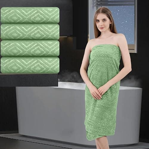 Bath Towel Set of 4 Extra Large Bath Sheet 35"x70" Oversized Bath Towel Soft Microfiber Bathroom Towel for Adults Highly Absorbent Quick Dry Towel Set for Bathroom,Hotel,Shower Towel Bath Sheet Green - Image 1