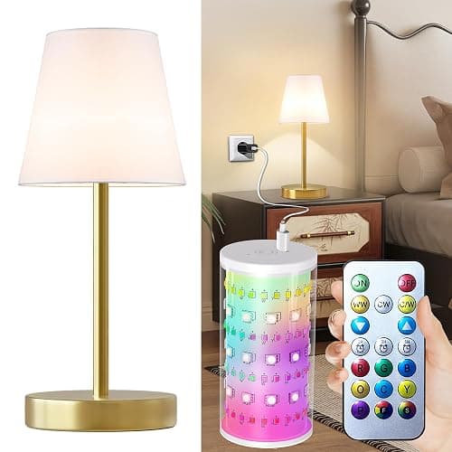 1 Pack Cordless Table Lamp Rechargeable, 10000 mAh Portable LED Battery Operated Lamp with Remote Control, 10 Colors Dimmable Touch Desk Light with Timer for Bedside Night Light Outdoor Patio Camping - Image 1