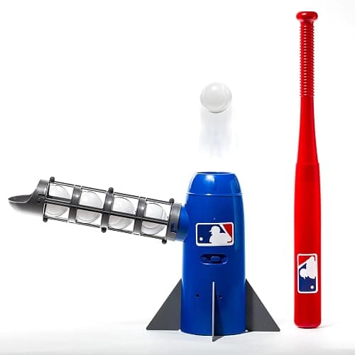 Franklin Sports MLB Kids Pitching Machine - POP ROCKET Kids Baseball Trainer - Includes 5 Plastic Baseballs & Baseball Bat, Multicolor Medium - Image 1