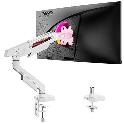 ARES WING Monitor Halterung für 17"-40" Flach/Curved Bildschirm, Monitor Arm Tragfähigkeit Max 12 kg,Höhenverstellbar Bildschirmhalterung,75/100mm Vesa-Halterung, Tischhalterung,Weiß - Image 1