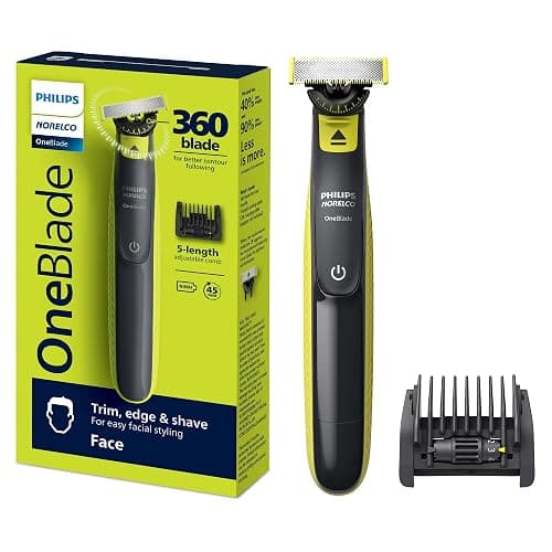 Norelco Philips OneBlade 360 Hybrid Face, Electric Beard Trimmer and Shaver, with 360 Blade Technology, 1x 360 Blade for Face, 5in1 Adjustable Comb, Model QP2724/90 - Image 1