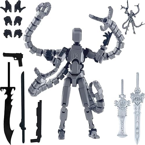 Already Assembled T13 Action Figure Accessories,T13 Multi-Jointed Movable,for Collectors Desktop Decorations t-13 Movability 3D Printed Toys (Gray) - Image 1