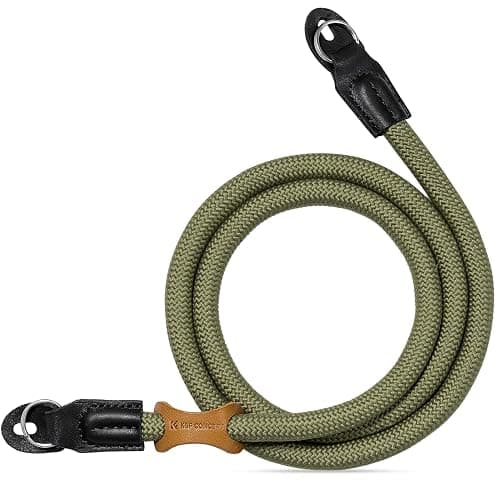K&F CONCEPT Camera Neck Strap,100cm Nylon Rope Camera Shoulder Strap with O-ring for DSLR Camera-Green - Image 1