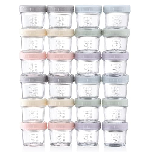 VITEVER 24-Pack Glass Baby Food Storage Containers - 4 oz Baby Food Storage Jars With Lids, Baby Food Maker, Microwave, Dishwasher & Freezer Safe - 24 Pack - Image 1
