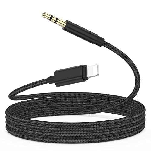Audio Cable Lightning to 3.5mm Aux Cable, 3FT Nylon Braided Stereo Jack Headphone Adapter for iPhone iPad Compatible with iPhone 14 13 12 Pro SE 11 Pro Max XS XR X (Black) - Image 1