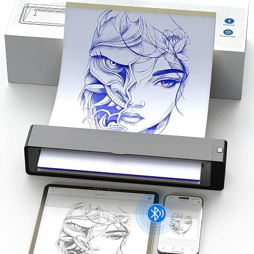 Wormhole Tattoo Stencil Printer Wireless Bluetooth 2,500mAh Battery Portable Tattoo Printer Compatible with Phone & PC for Artists and Beginners - Dark Gray - Image 1