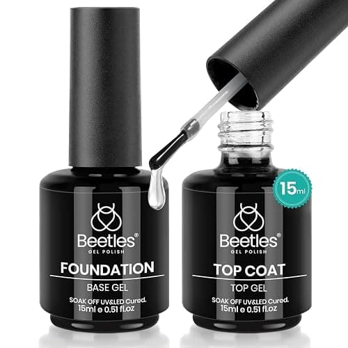 beetles Gel Polish 2Pcs 15ml No Wipe Gel Top and Base Coat, Shine & Glossy Finish Long Lasting Soak Off UV Gel Nail Polish Set Manicure Care Gifts for Girls Women-001 - Image 1