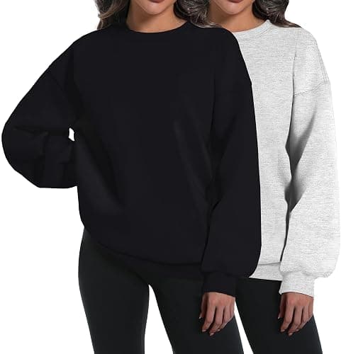 XFIFM 2 Pack Womens Oversized Sweatshirts Hoodies Long Sleeve Tops Fall Winter Clothes Crewneck Cozy Outfits Pullover Fashion - Image 1