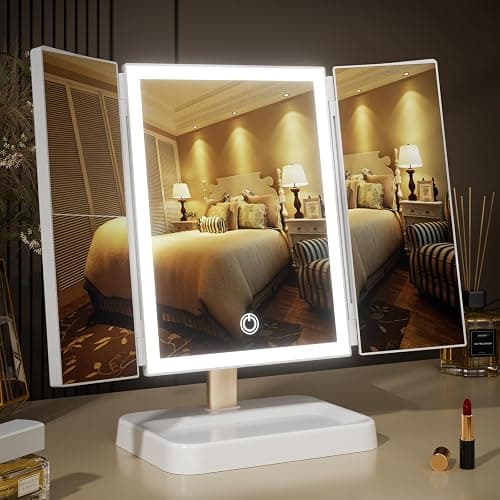 BERTHALESS for Mom Makeup Mirror Vanity Mirror with Lights, 14.4" L x 9.1" W Rechargeable Lighted Mirror with 1X 2X, 3X, Magnification, Color Temperature Options, Gifts - Image 1