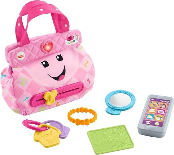 Fisher-Price Baby & Toddler Toy Laugh & Learn My Smart Purse with Lights, Learning Songs & 5 Accessories for Infants Ages 6+ Months (Amazon Exclusive) - Image 1