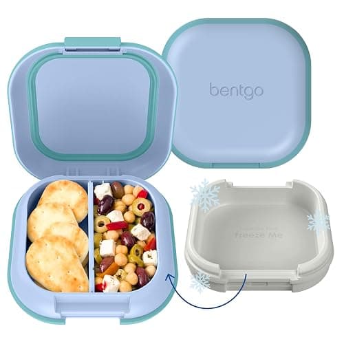 Bentgo Chill Mini Leak-Proof Lunch Box – Built-In Ice Pack Keeps Food Cold, 2.7-Cup Capacity for Snacks or a Sandwich, 3 or 4 Compartments, PFAS & BPA-Free, Ideal for Adults & Kids 3+ (Tide Blues) - Image 1