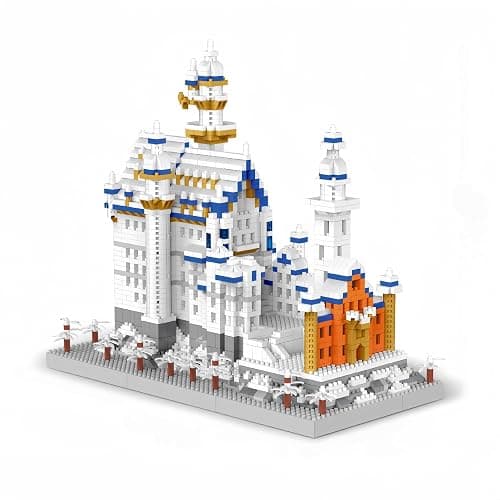 alltogetho Germany Swan Stone Castle Micro Building Blocks Toys Set | Craft Your Own Royal Legacy, cognitive skill challenge, regal blue-white aesthetic charm, meditative reward. - Image 1