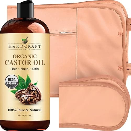 Handcraft Blends Castor Oil Pack Wrap - Organic Castor Oil 16 oz with Reusable Wraps - Durable Comfortable Pack Wraps for Neck and Stomach with Adjustable Elastic Straps - Image 1