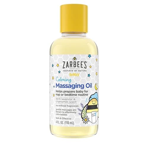 Zarbee's Baby Massage Oil, Calming and Soothing with Lavender and Chamomile to Help Sleep, 4oz Bottle - Image 1