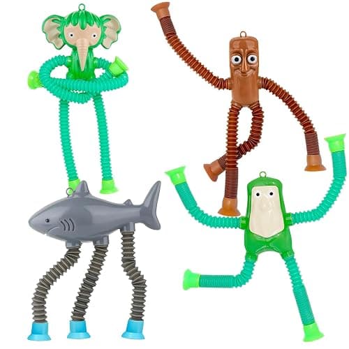 Fidget Toys for Kids Kindergarten Graduation Gifts - 4Pcs Pop Tubes Italian Brainrot Sensory Toys with Suction Cups for Travel, Airplane, Autism & Easter Basket | Stress Relief Gifts for Boys Girls - Image 1