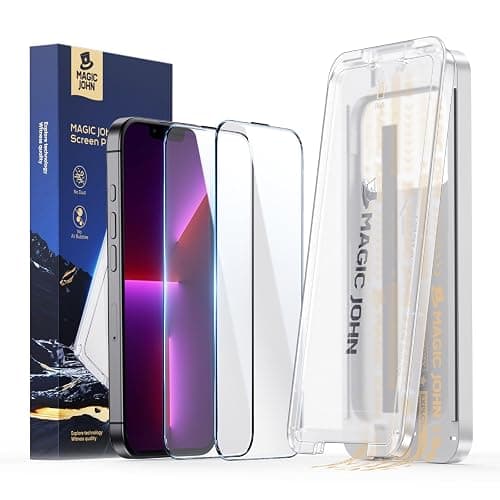 MAGIC JOHN 3rd Gen Upgraded for iPhone 13/13Pro/14 Screen Protector 6.1 Inch,HD Clear,Shatterproof Tempered Film,Auto Dust-Elimination,Bubble Free,Easy Installation,2 Pack - Image 1