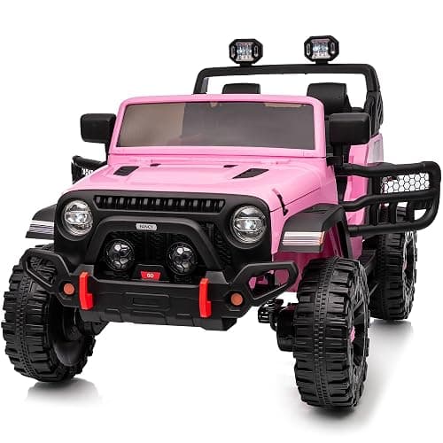 Hikiddo 2 Seater Ride on Toy Car for Kids, 24V 4WD Ride-on Truck Kids Electric Car with Remote Control, 4x200W Motors - Light Pink - Image 1
