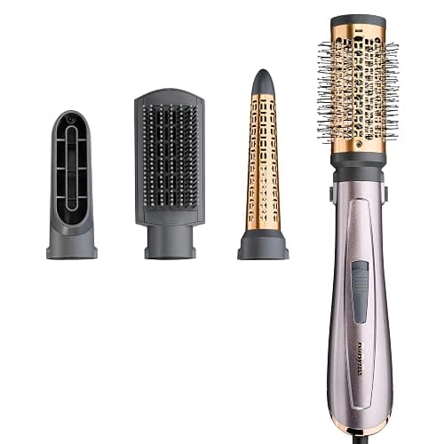 BaByliss Air Styler 1000W - All in One Hair Dryer Brush, Volumiser and Curler, Advanced Ionic Frizz-Control System, 4 Attachments, Copper/Grey, 2136U - Image 1