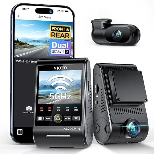 VIOFO A229 Plus 2K + 2K Dual STARVIS 2, HDR Vorne hinten Dashcam Auto, Sprachsteurung & 5GHz Wi-Fi WLAN Autokamera, Ultrapräzises GPS, Super Nachtsicht 2.0, 2,4” Großer LCD, Sprachausgabe, 512 GB Max - Image 1