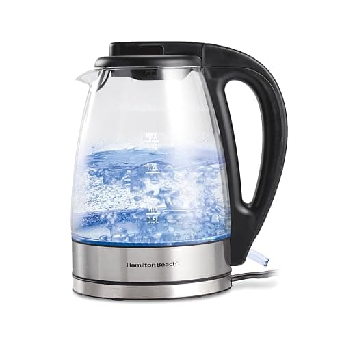 Hamilton Beach 1.7L Electric Kettle, Water Boiler & Heater, LED Indicator, Built-In Mesh Filter, Auto-Shutoff & Boil-Dry Protection, Cordless Serving, Clear Glass (40864) - Image 1
