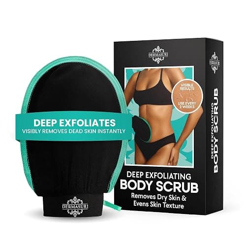 Dermasuri - Deep Exfoliating Glove for Shower - Scrubbing Mitt Body Scrubber Gloves - Korean Skin Cleaner Exfoliator - Dead Skin Buffing Treatment - Keratosis Pilaris Scrub Remover - (1 Pack) - Image 1