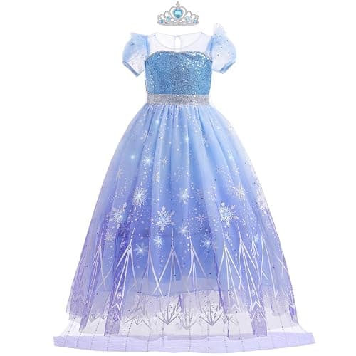 Danvren Princess Dress Costume for Girls Ages 3-8 with Long Cape Dress up Gift for Girl Birthday Xmas Halloween Cosplay Party - Image 1