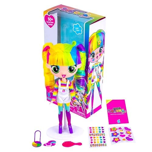 Decora Fashion Girlz Series 2– Decora Dream – 11” Fabric-Costumed Posable Vinyl Doll with Extra-Long Rainbow Hair, 50+ Surprises, Puffy & Flat Removable Stickers, and Accessories - Image 1
