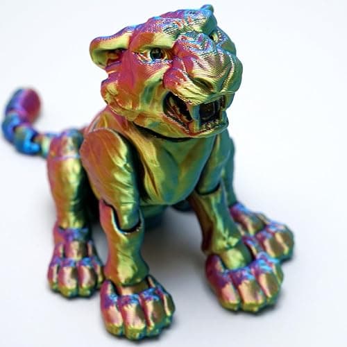 3D Printed Tiger Model,Flexible Realistic Articulated Animal Fidget Toys,Mystery Figurines Gifts for Easter,Executive Desk Funny Décor and Festival Collectible,Easter Basket Stuffers (RYB) - Image 1