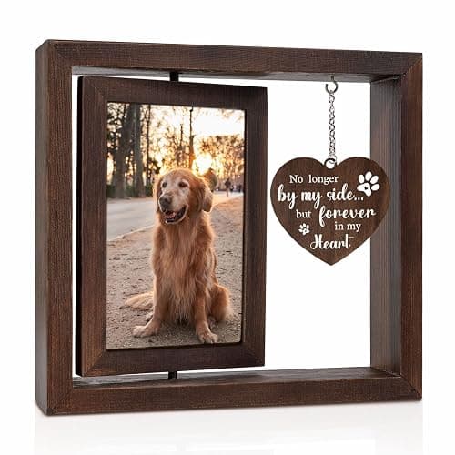 Jigfoxy Dog Memorial Gifts for Loss of Dog, Pet Cat Memorial Gifts for Dogs | Rotating Wooden Picture Frame for 4x6 Photo, Loss of Dog Cat Sympathy Passing Away Bereavement Remembrance Gift - Image 1