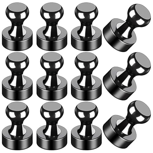 LOVIMAG Fridge Magnets 12Pcs, Magnet for Refrigerator Whiteboard, Black | Small Strong Neodymium Metal Cute Push Pin for Classroom, Kitchen, Accessories Decorative, Office, Calendar - Image 1