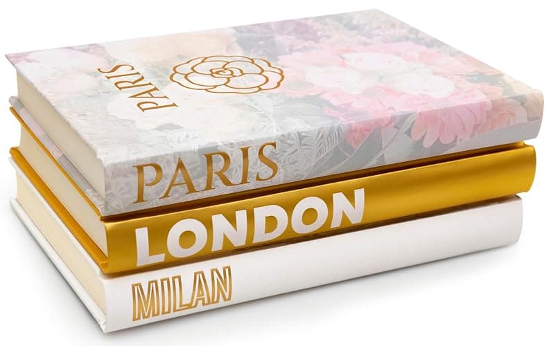 Decorative Books for Home - Shelf Decor Accents - Set of 3 - Modern Hardcover Book Stack - Matte Gold Coffee & Entry Table Decoration - Contemporary Display - Fashion Designer Dresser Aestethics - Image 1