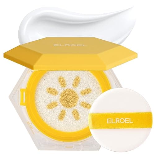 ELROEL Pang Pang Sun Cushion Plus - Korean Hypoallergenic & Lightweight Sunscreen with Puff Sponge - Broad Spectrum SPF50+ PA++++ (0.53 oz) - Image 1