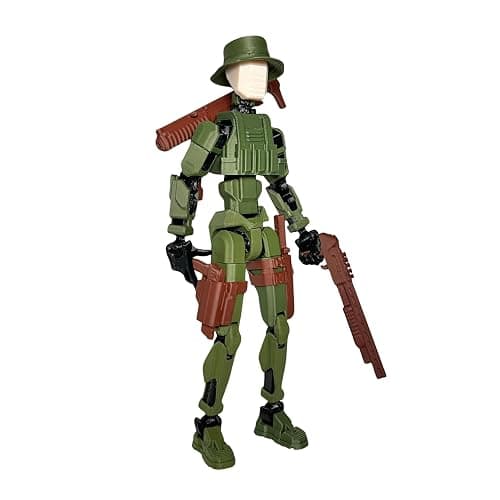 JoriBoBo T13 Action Figure (Dummy 13 / Titan 13), Jungle Soldier - 3D Printed Poseable Robot with Accessories for Stop Motion Animation | Kids Gift - Image 1