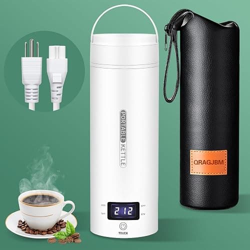 QRAGJBM Portable Electric Kettle Travel, 120V, 450ml, 4 Temperature Control | 304 Stainless Steel Lining, Auto Shut-Off, Boil Dry Protection, BPA-Free, Lightweight, For Hotel and Office (White) - Image 1