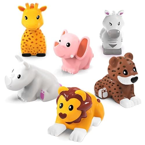 Tub Works® Savanna™ Mold Free Bath Toys, 6 Pack | Sealed, No Hole Bath Toys Design Keeps Moisture Out | Soft, Squeezable & Float on Water | Easy-Grip Baby & Toddler Bathtub Toys | Great Baby Pool Toys - Image 1