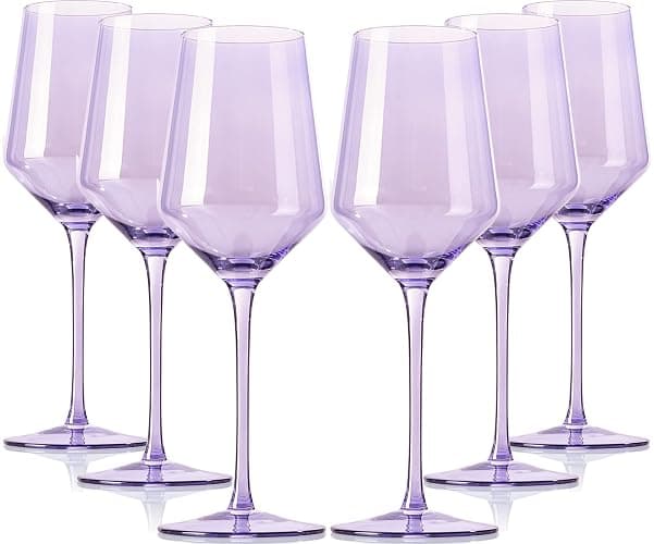 Purple Wine Glass - 15 oz Unique Italian Style Tall Stemmed for White& Red Wine glasses, Gifts, Modern Crystal Hand Blown Wine Glass,Colored Wine Glasses With Stem,Wedding,Christmas or Birthday Gift - Image 1