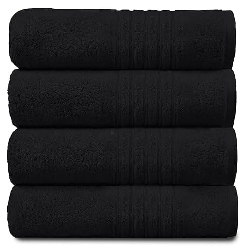 GC GAVENO CAVAILIA New Hampton Pack of 4 Bath Towel Set, 100% Ringspun Cotton, Extra Absorbent 450 GSM Luxury Bath Sheets, Black, 4PK - Image 1