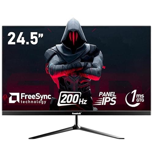 Gawfolk 24.5 Inch IPS Gaming Monitor 200Hz, PC, FHD 1080p Screen, HDMI, DisplayPort, Without Bezel, freesync, 99% sRGB, 178° Angle View, Compatible with Wall mounting 75 * 75MM, Black, 1ms - 24.5 inch - FHD 200Hz - Image 1
