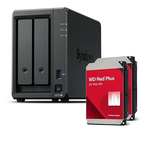 Synology DS725+ 2-Bay Diskstation NAS (Ryzen R1600, 4GB Ram, 1x 2.5GbE, 1x 1GbE, 2X M.2 NVMe) 8TB Bundle with 2X 4TB WD Red Plus - Image 1