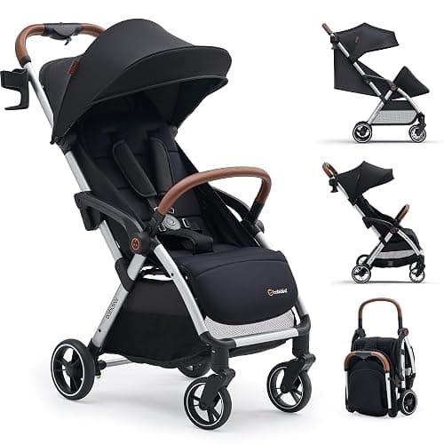 Babideal Lightweight Travel Stroller for Baby, Self-Folding Toddler Stroller with Large Canopy, Full-Reclining Seat, Cup Holder Included - Newborn to 50lbs. - Image 1